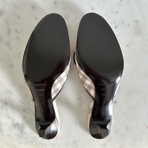 Pink Burberry Novacheck Ballerina Kitten Heels Mules - Picture 4 of 8